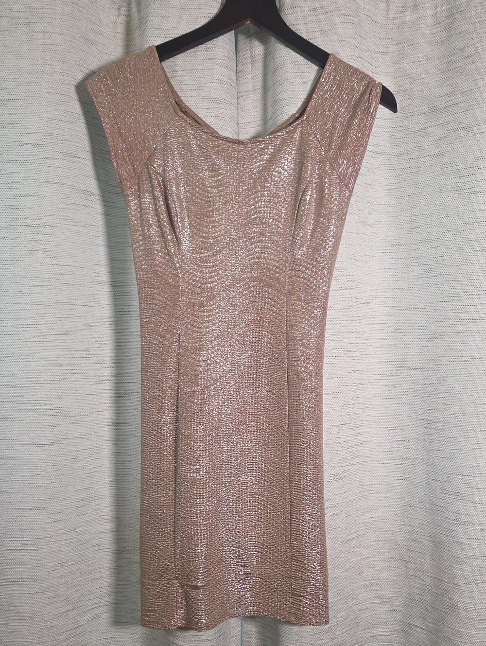 Guess Metallic Midi Dress in Rose Gold